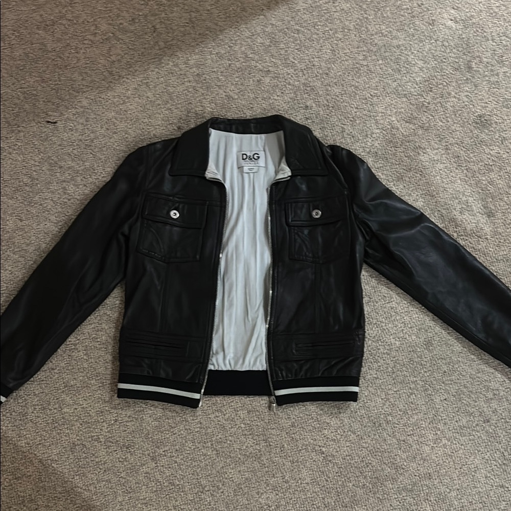 D&G Black Bomber Jacket with Ribbed Cuffs